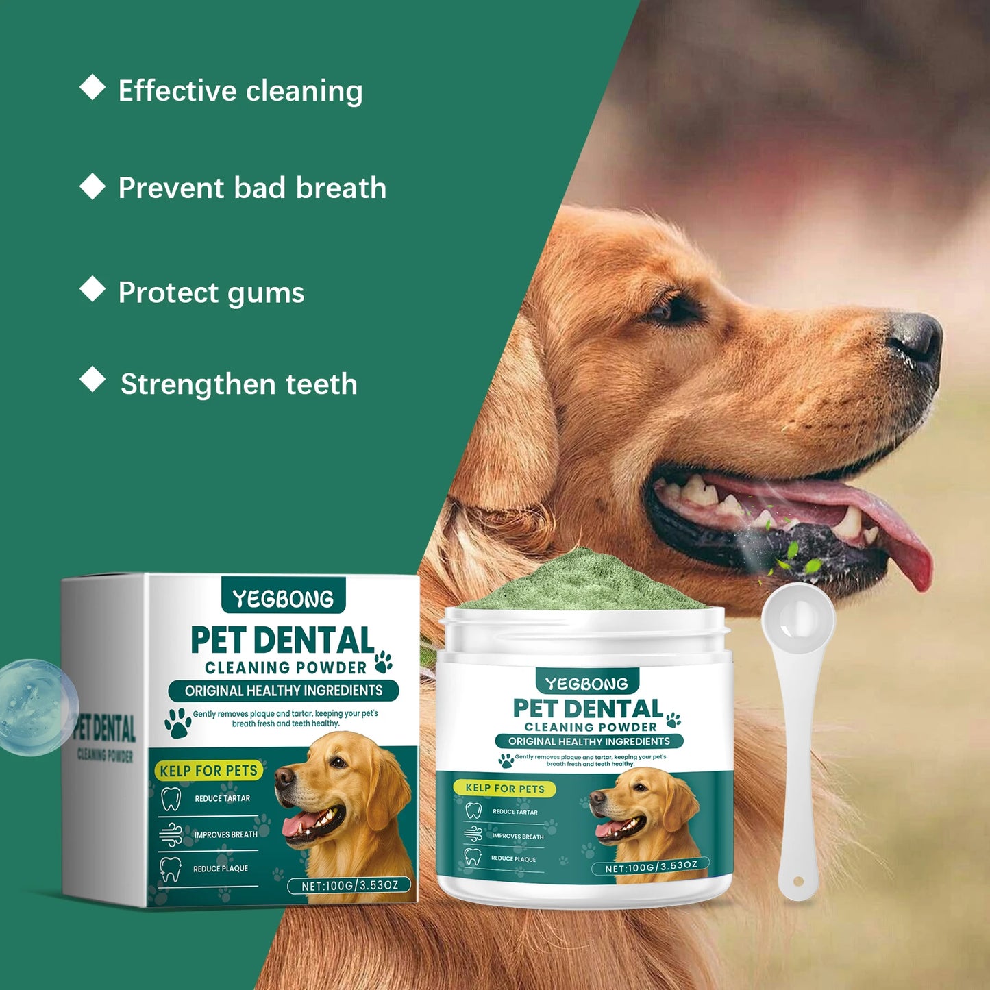 Pearlixor Dog Teeth Cleaning Powder – Natural Tartar Remover & Breath Freshener for Dogs